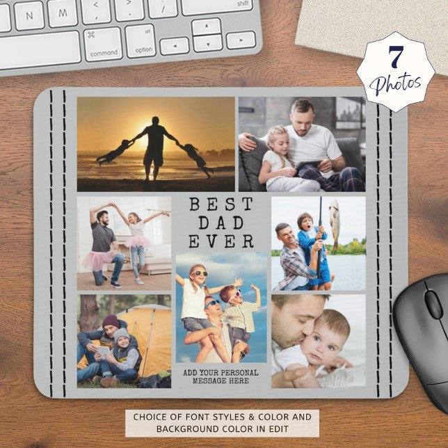 Minimaler BEST VATER EVER FotoCollage Personalisie Mousepad (Von Creator hochgeladen)