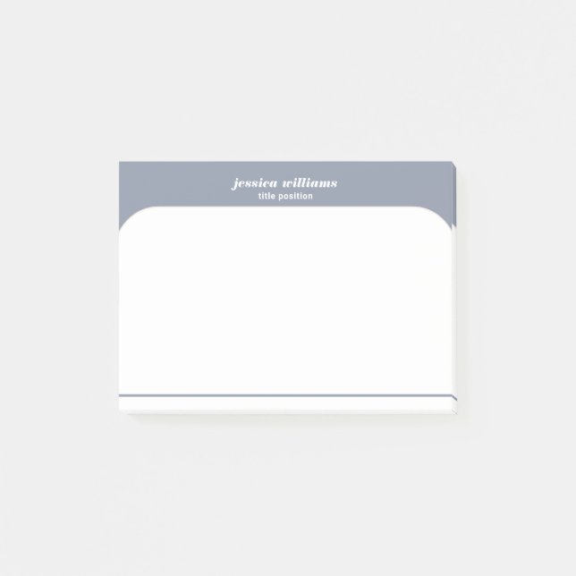 Minimaler blauer und weißer Individuelle Name Post-it Klebezettel (Vorderseite)