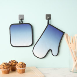 Minimaler Blauverlauf-Hintergrund Ofenhandschuh & Topflappen-Set