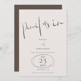 Minimaler Bleistift in informeller Schrift Cream B Save The Date
