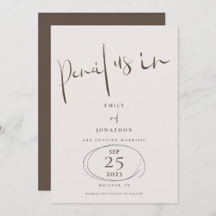 Minimaler Bleistift in informeller Schrift Cream B Save The Date