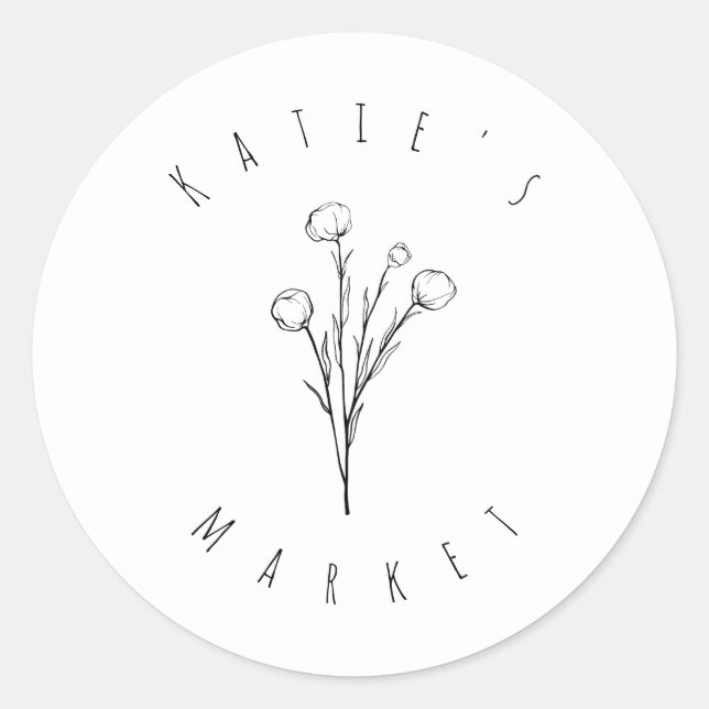 Minimaler Blumenkleber Runder Aufkleber (Vorderseite)