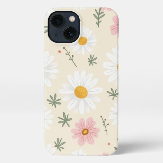 Minimaler Blumensommer Muster Telefonfall iPhone Hülle (Rückseite)