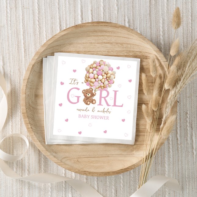 Minimaler Boho-Bär mit rosa Balloons Serviette (Von Creator hochgeladen)