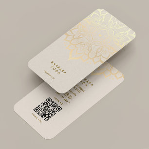 Minimaler Boho-Sand-Wellness-Coach-Yoga-Lotus Visitenkarte