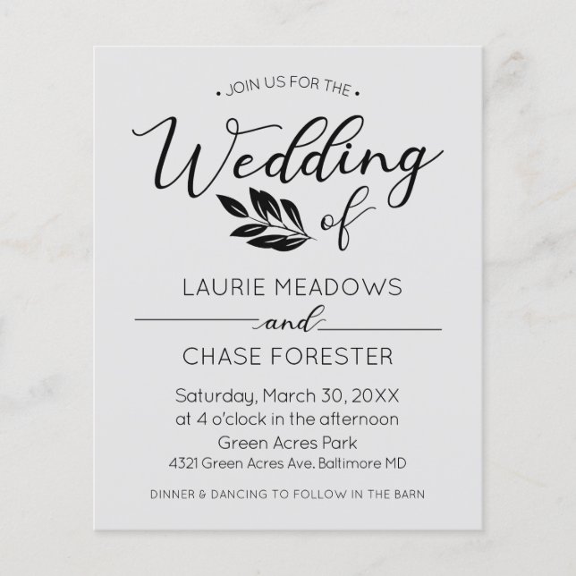 Minimaler Branch Budget Hochzeit Flyer (Vorne)
