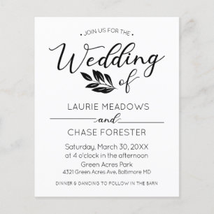 Minimaler Branch Budget Hochzeit Flyer