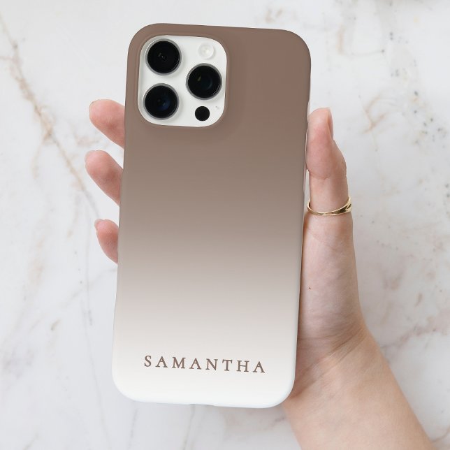 Minimaler brauner Gradient moderner klassischer pe Case-Mate iPhone Hülle (Minimal Brown Gradient Modern Classy Personalized Case-Mate iPhone Case)