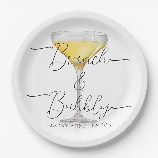 Minimaler Bridal Brunch und Party mit Bläschen Pappteller (Vorderseite)