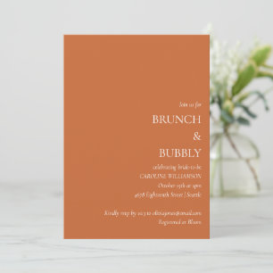 Minimaler Brunch Bubbly Brautparty Burnt Orange Einladung