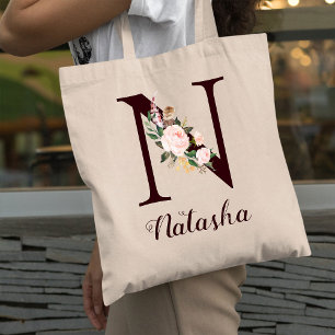 Minimaler Buchstabe N Blush Personalisiertes Gesch Tragetasche