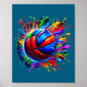 Minimaler Bunter Basketballkorb Spieler Bruder Poster