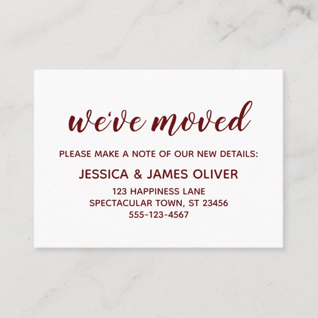 Minimaler Burgund auf der weißen Karte "Wir haben  (Vorderseite)