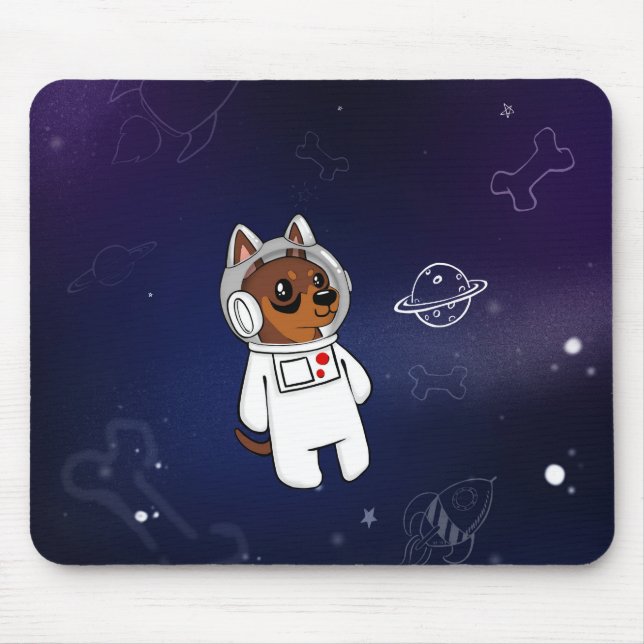 Minimaler Button-Astronaut im Raum Mousepad (Vorne)