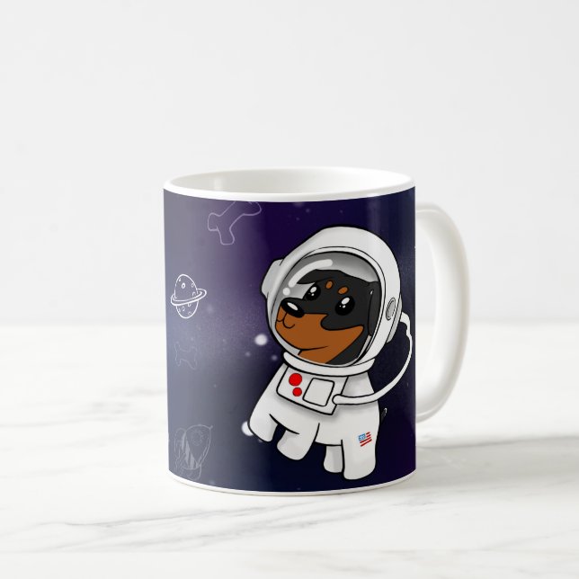 Minimaler Button-Astronaut in der Tasse (VorderseiteRechts)