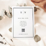 Minimaler Chic Black and White QR Code Save the Da Magneteinladung<br><div class="desc">Diese eleganten,  modernen Magneten speichern die Dattelkarten mit einem einfachen,  minimalistischen Schwarz-Weiß-Text-Design,  mit einem klassischen Rahmen an der Grenze und einem Ort,  um Ihren QR-Code,  wo Ihre Gäste finden können weitere Hochzeitsdetails. Fügen Sie Ihre Initialen oder Monogramme hinzu,  um sie komplett zu Ihrem eigenen zu machen.</div>
