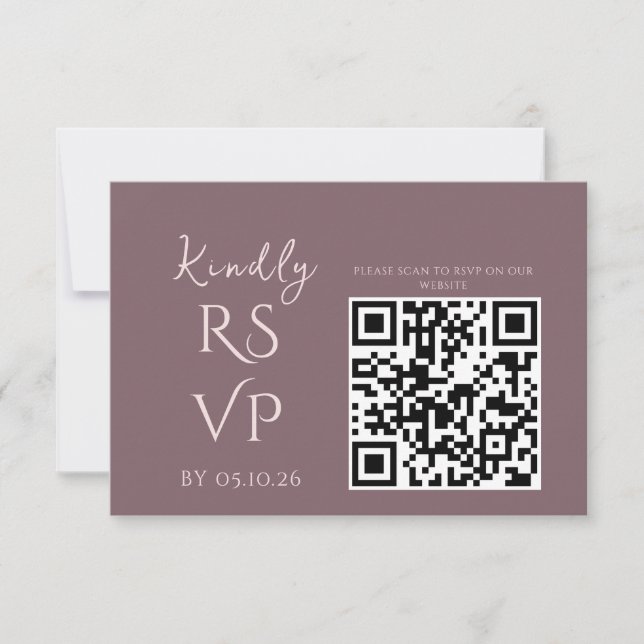 Minimaler Chic Prune und Blush Wedding RSVP Karte (Vorderseite)