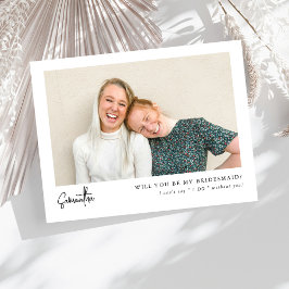 Minimaler Chic Script Foto Bridesmaid Vorschlag