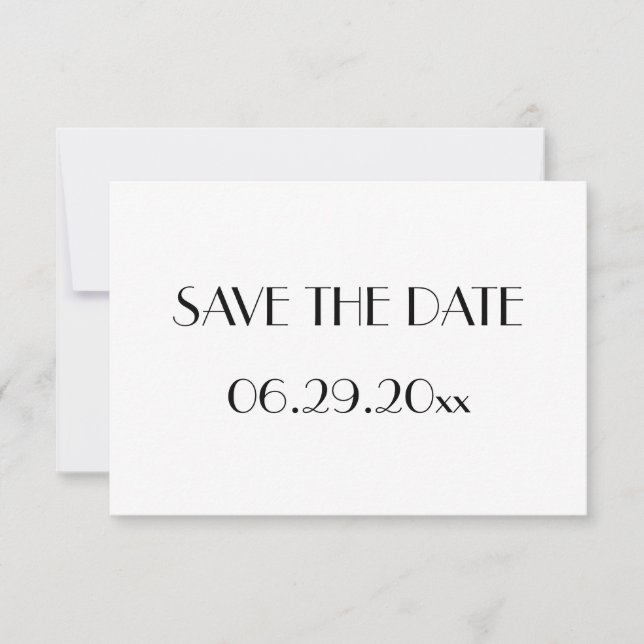 Minimaler Deko White Wedding Save the Date Card (Vorderseite)