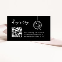 Minimaler Disco Ball Brautparty QR Code Registrier