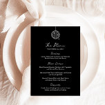 Minimaler Disco-Ball | Dunkle Schwarze Hochzeit Menükarte<br><div class="desc">Diese eleganten,  schwarzen Hochzeitskarten oder Proben-Dinner-Karten sind modern und minimalistisch mit weißer Schrift und klassischem Text gestaltet. In einer trendigen und skurrilen Illustration wird eine von Hand gezeichnet Disco-Kugel im Retro-Stil präsentiert.</div>