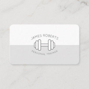 Minimaler Dumbell Personal Trainer Grau & Weiß Visitenkarte