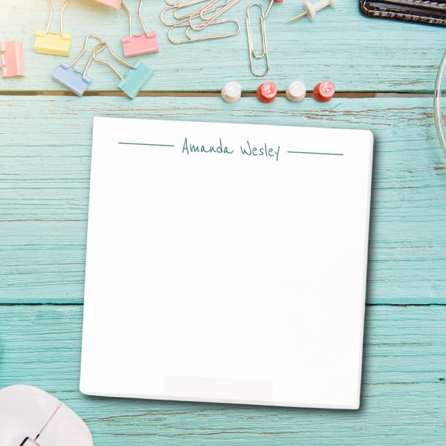 Minimaler dunkelgrüner Monogramm Vollname Post-it Klebezettel (Von Creator hochgeladen)