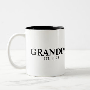 Minimaler einfacher Text Opa gegründet Jahr Zweifarbige Tasse