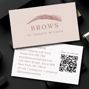 Minimaler eleganter Augenbrauen-Salon QR-Code Visitenkarte
