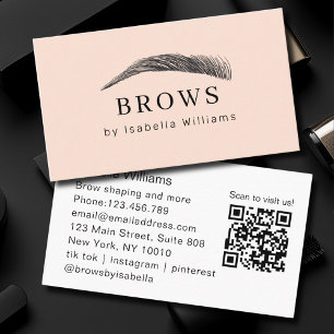 Minimaler eleganter Augenbrauen-Salon QR-Code Visitenkarte