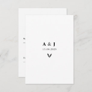 Minimaler Eleganter Botanischer Monogramm-Kranz RSVP Karte