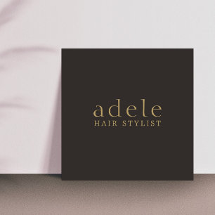 Minimaler eleganter Elfenbein-Schwarz-goldener Quadratische Visitenkarte