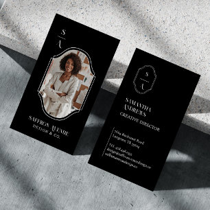 Minimaler Eleganter Foto-Rahmen für Monogramm-Wapp Visitenkarte