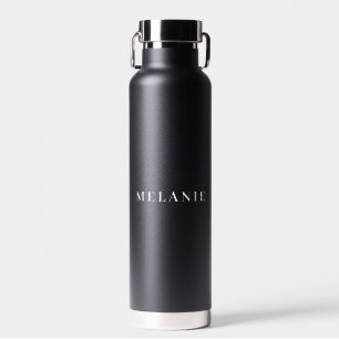 Minimaler Eleganter Name Hochzeit Schwarz Trinkflasche