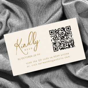 Minimaler Eleganter Script QR Code Copper Wedding  Begleitkarte
