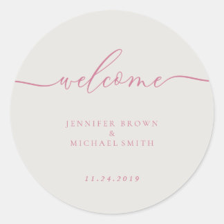 Minimaler Empfang einfache Signatur Rosa Runder Aufkleber