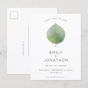 Minimaler Eukalyptus-Leaf Save the Date Ankündigungspostkarte