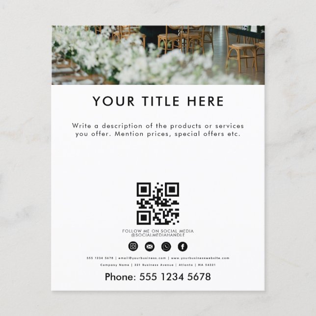 Minimaler Eventplaner Flyer | Hinterlasse eine Bew (Vorne)