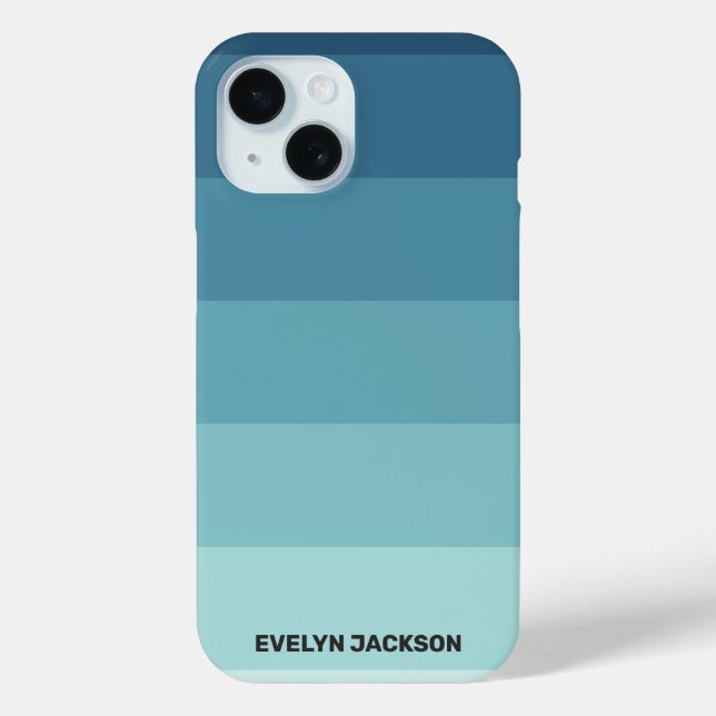 Minimaler Farbblock Cyan Blue Aquamarin Monogram Case-Mate iPhone Hülle (Rückseite)