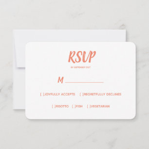 Minimaler Farblachs   Wahl des Hochzeitsmahls RSVP Karte