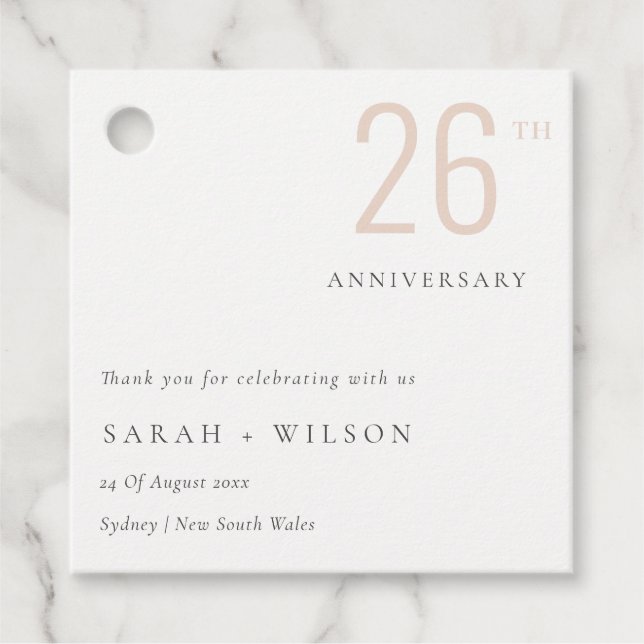 Minimaler, feiner Duskyblau jedes Jahr Jahrestag Geschenkanhänger (Vorderseite)