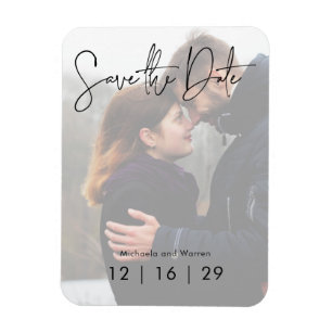 Minimaler Foto Hochzeit Speichern Sie das Datum Po Magnet