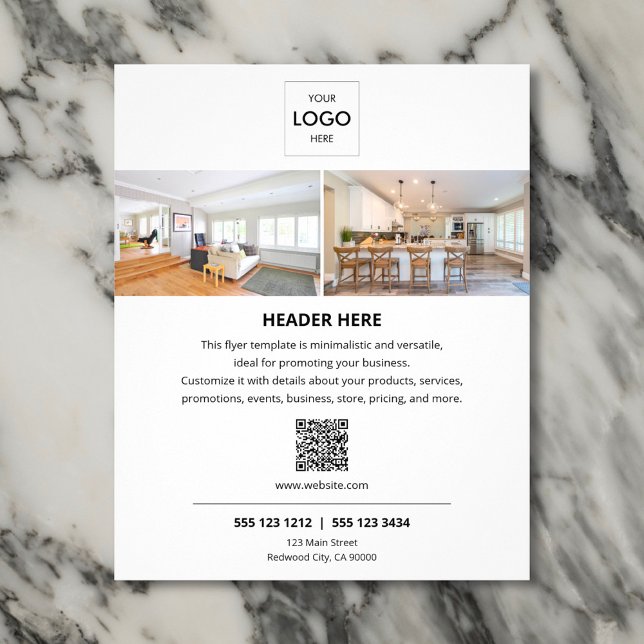 Minimaler Foto QR Code Business Flyer (Von Creator hochgeladen)