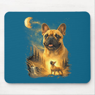 Minimaler Französischer Bulldogge Heulender Mond V Mousepad