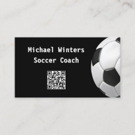Minimaler Fußball-Ball Black QR Code Football Coac Visitenkarte