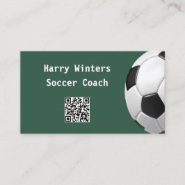 Minimaler Fußball Ball Green QR Code Fußball Coach Visitenkarte