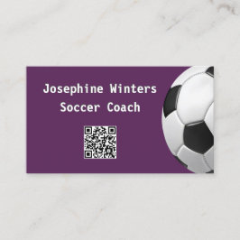 Minimaler Fußball Ball Lila QR Code Football Coach Visitenkarte