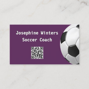 Minimaler Fußball Ball Lila QR Code Football Coach Visitenkarte
