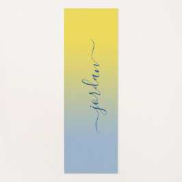 Minimaler gelber bis hellblauer Gradientskriptname Yogamatte