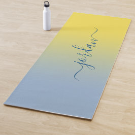 Minimaler gelber bis hellblauer Gradientskriptname Yogamatte